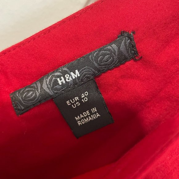 Red Midi Dress Summer Cotton Long Sleeveless V Neck Vtg Europe Zip Tie Bow US 10 - Picture 8 of 8